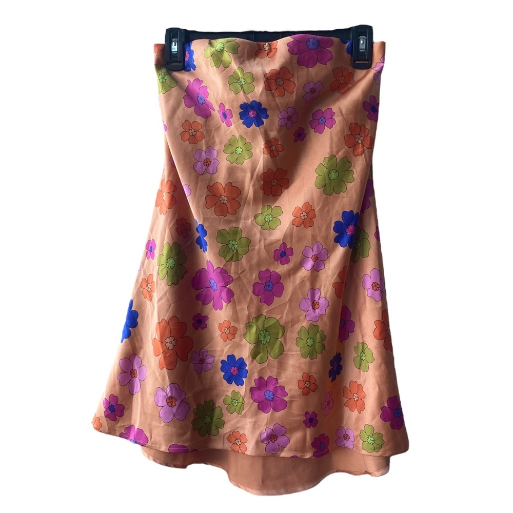 Lizzie McGuire! Strapless Orange Floral Mini Dress - Picture 2 of 11